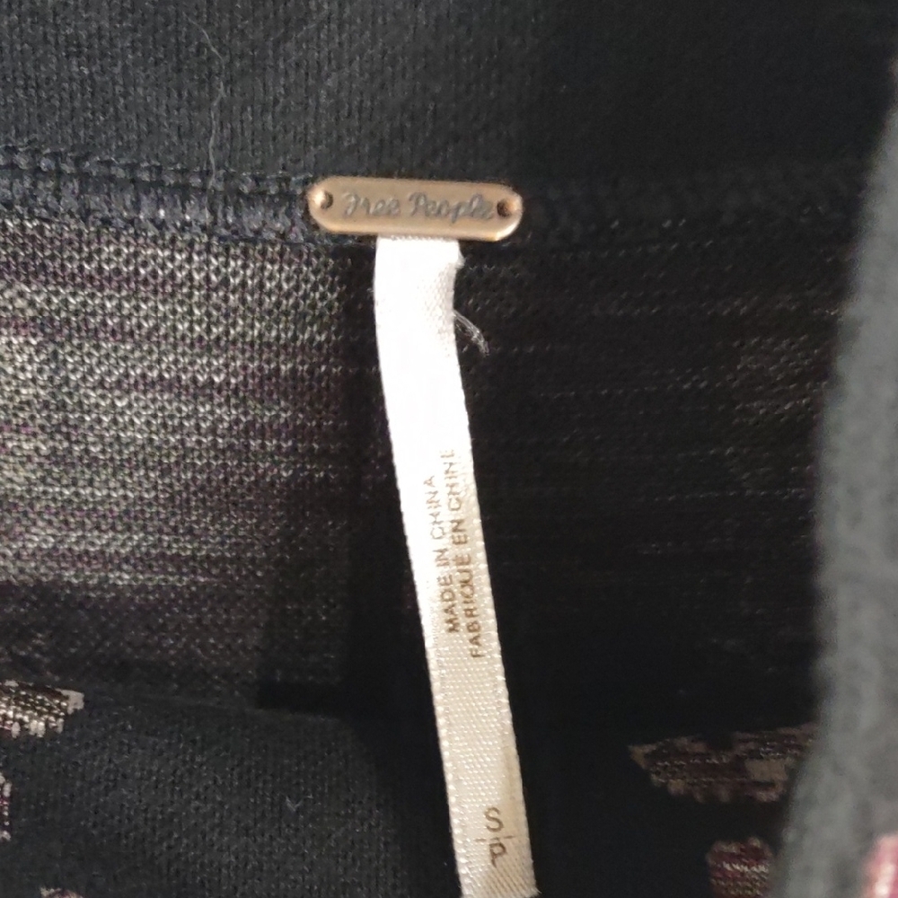 Free People Elegant Black and Wine Patterned Drees, Size S. - Picture 7 of 17